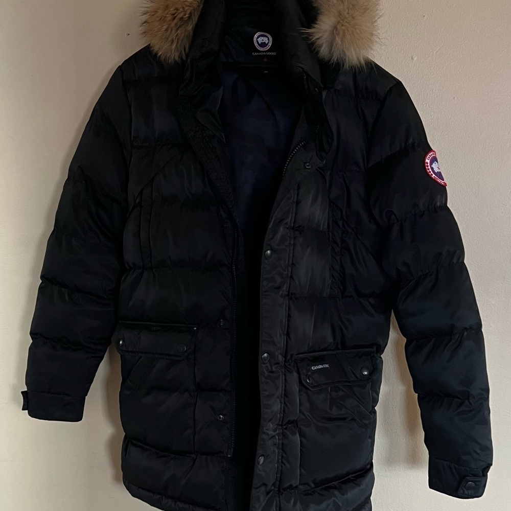 Canada Goose Black Puffer Jacket with Fur Trim